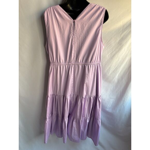 Halogen Sleeveless Tiered Poplin Dress Purple Bloom Lavender Plus Size 1X Girly - Picture 6 of 13